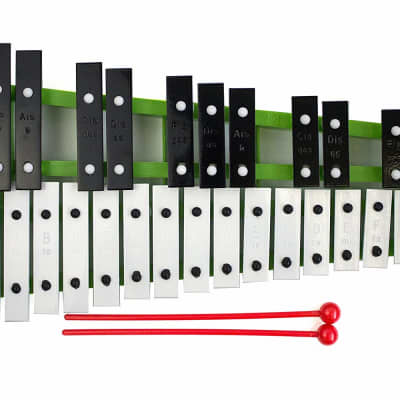 ProKussion Green 27 Key Chromatic Glockenspiel Xylophone with Free Beaters - Green image 2