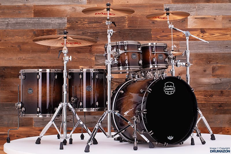 MAPEX SATURN EVOLUTION MAPLE / WALNUT 5 PIECE DRUM KIT, EXOTIC NIGHT FOREST  BURST