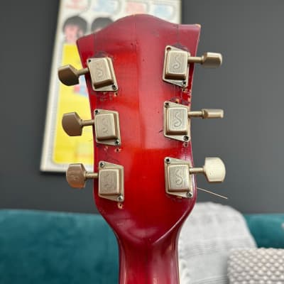 Vintage 1963 Hofner Verithin Cherry Red Hollow Archtop Electric Guitar *1960s* image 14