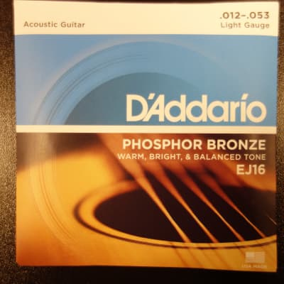 D'addario EJ16 Phosphor Bronze 12-53 Light Gauge image 1