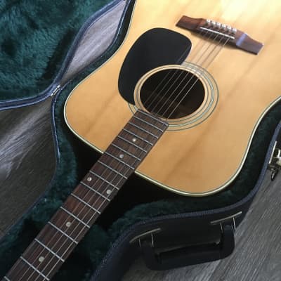 Kiso Suzuki  W 200 1970s Natural rosewood acoustic Dreadnought guitar with original hard case image 3
