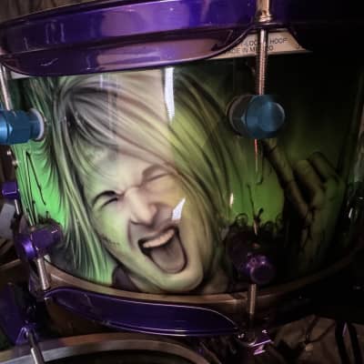 Rikki Rockett's Poison, Rockett Drum Works "Zombie" Kit: 22", 12", 14", 16", 6x14" Snare. Purple Hardware 2012 - Custom Graphics By Craig Fraser. SIGNED! image 5