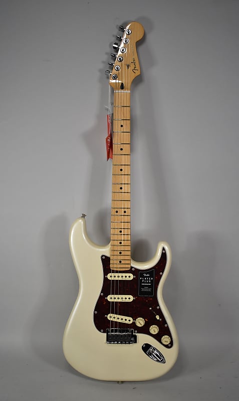 2021 Fender Player Plus Stratocaster Olympic Pearl Finish Electric Guitar w/ Bag image 1