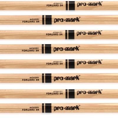 Promark Hickory Drumsticks - 5A - Wood Tip - 4-pack  Bundle with RTOM Moongel Drum Damper Pads - Blue (6-pack) image 3