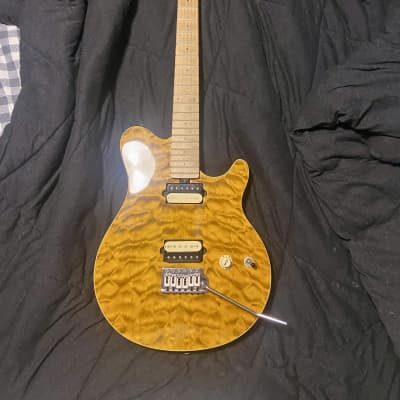 OLP MM1 Axis Amber Quilt Top Electric Guitar - EVH Eddie Van Halen Ernie  Ball Music Man Copy | Reverb