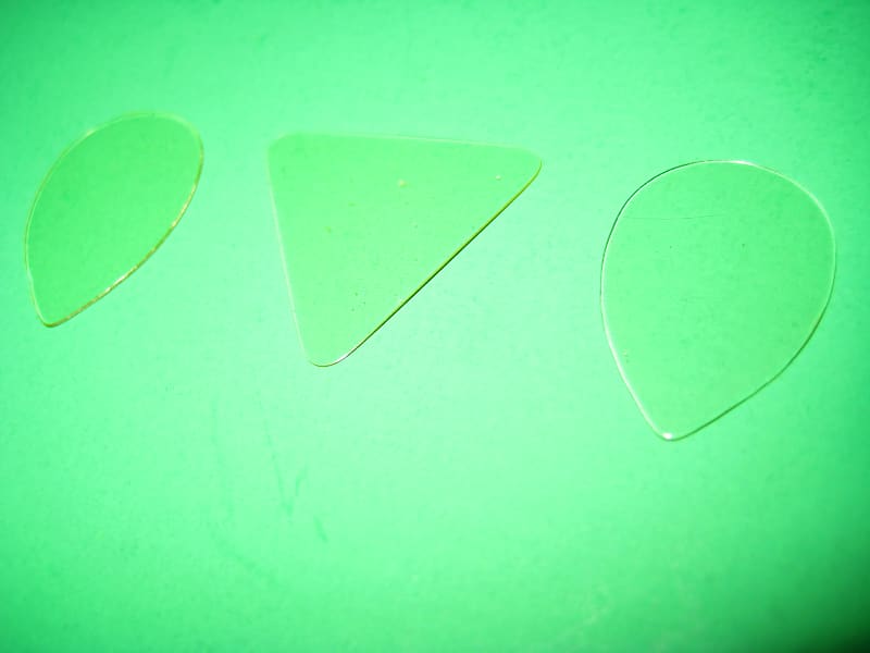 No Name 3 Mandolin or Guitar Picks Vintage Japan from 1960's Clear Transparent Invisible Style image 1