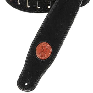 Levy's MSS3-BLK Hand Brushed Suede 2.5" Guitar Strap w/ Piping