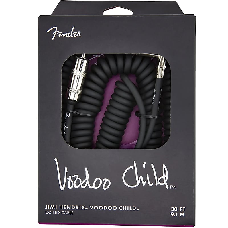 Fender Jimi Hendrix Voodoo Child Straight / Angled TS Coiled Instrument Cable - 30' image 1