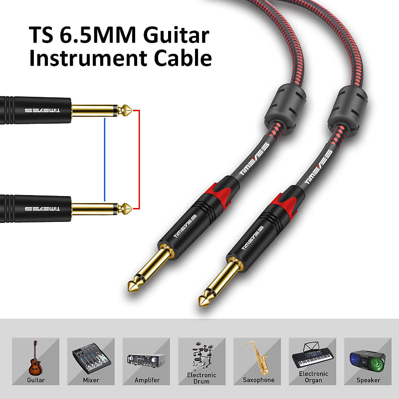 3m 6.35mm Mono 1/4 Guitar Lead Amp Keyboard Male Jack Audio Cable Gold  Plated