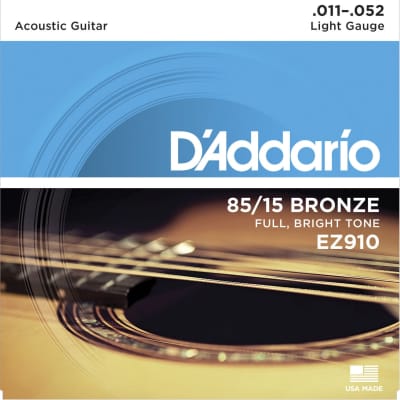 D'Addario EZ910 Acoustic Guitar Strings, Bronze, 11-52 Gauge. Bright, Full Sound image 5
