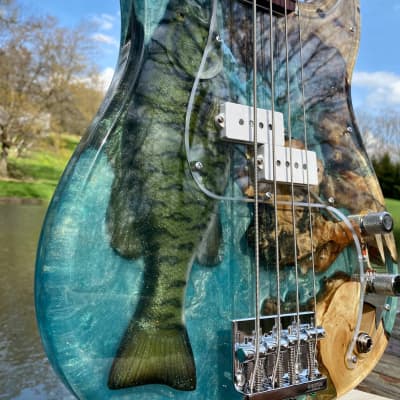 JL Custom  P-Bass  2021 Buckeye Burl blue epoxy image 10