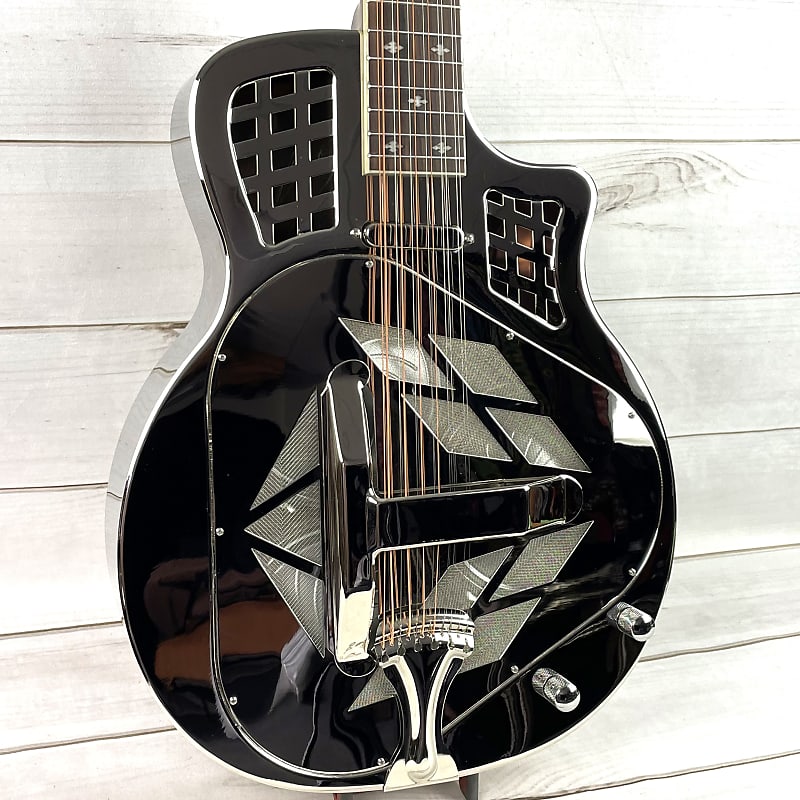 Royall Trifecta TC-14 Bright Mirror Nickel Finish Cutaway 12 String Tricone Resonator Guitar With Pickup image 1
