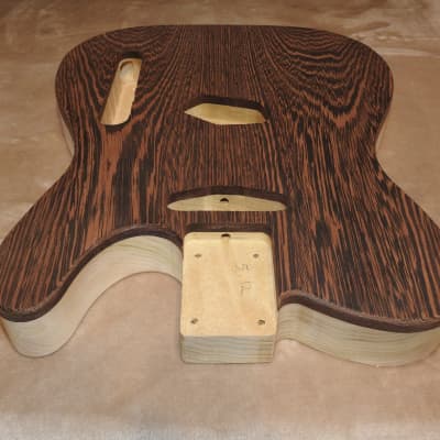 Unfinished Telecaster 1 Piece Poplar Body 2 Piece Book Matched Wenge Top Standard Tele Pickup Routes image 5
