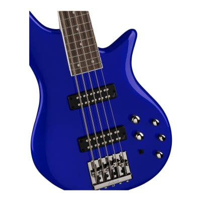 Jackson JS Series Spectra Bass JS3V 5-String, Laurel Fingerboard, Maple Neck, and Active Three-Band EQ Electric Guitar (Right-Handed, Indigo Blue) image 5