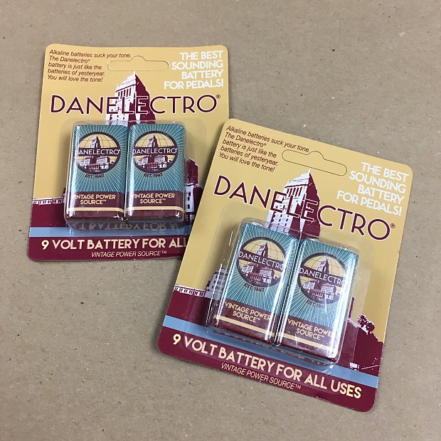 4 Pack of Danelectro 9 Volt Batteries Vintage Power Source Best Sound for Guitar Pedals NEW