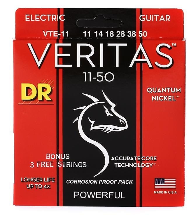 DR Strings VTE-11 Veritas Electric Guitar Strings -.011-.050 Heavy image 1
