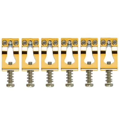 Immagine NEW Gotoh S200 SOLID BRASS Saddle Set of 6 for 510T Tremolo Guitar Bridge 10.8mm - Gold - 1