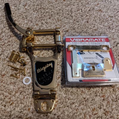 Vibramate Left-Handed V7-335 E-Series with Left-Handed Bigsby B7 Gold image 1