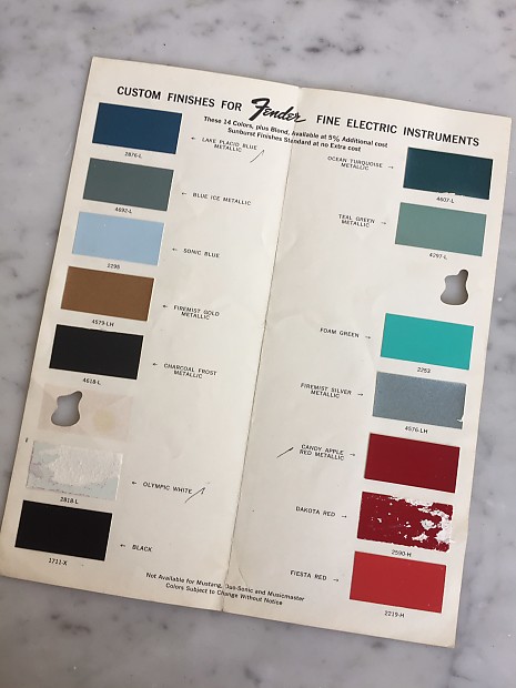 1965 Fender Color Chart Case Candy Stratocaster Telecaster Jazzmaster Jaguar PRE CBS Vintage