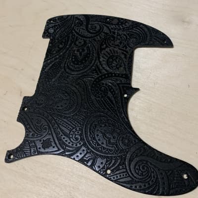 US made satin black paisley wood pickguard for esquire telecaster image 1