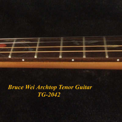 Bruce Wei Spruce & Walnut ARCHTOP 4 String Tenor Guitar, MOP Inlay TG-2042 image 3