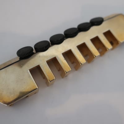 Vintage 1980s Schaller Leo Qaun Kahler Adjustable Fine Tune Guitar Bridge Tailpiece Brass image 1