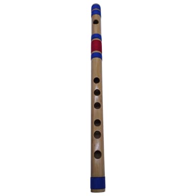 Zaza Percussion- Professional 6 Holes Polished Bamboo Flute Scale E 14.85'' (Indian Flute) W/Carry Bag image 2