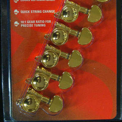Grover 505G6 Mini Roto-Grip Locking Rotomatic Tuners 6 In-Line Gold Finish image 1