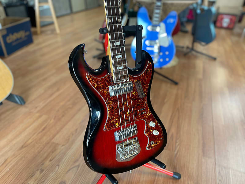 Kawai Longer scale bass guitar 1960's sunburst Teisco Video! Reverb