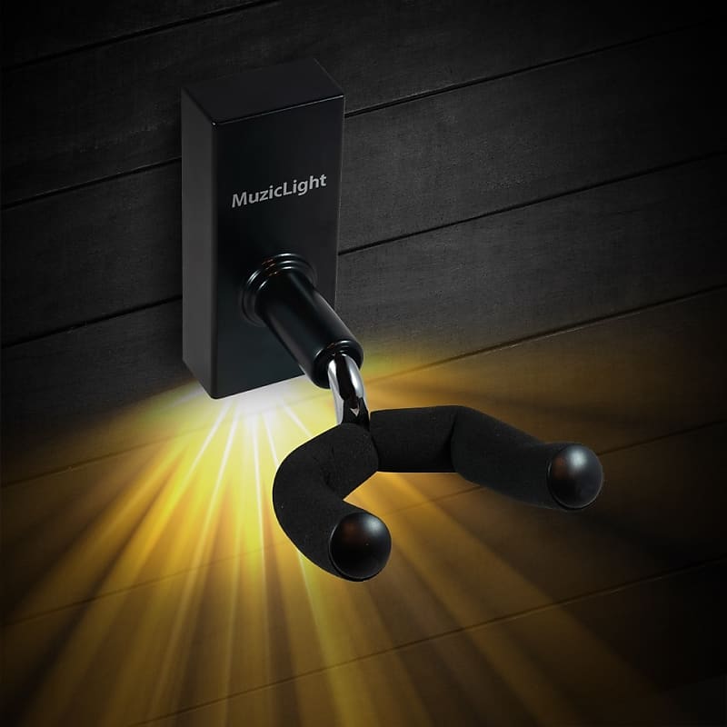 MuzicLight White Back Lit Guitar Hanger Wall Mount for Reverb
