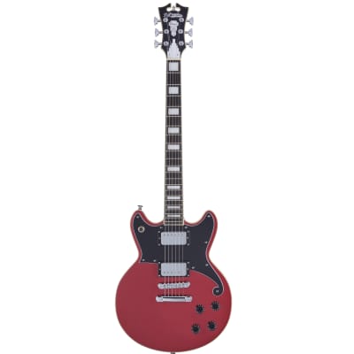 D'Angelico Premier Brighton Solid Body Double Cutaway Electric Guitar in Oxblood w/ Gig Bag image 2