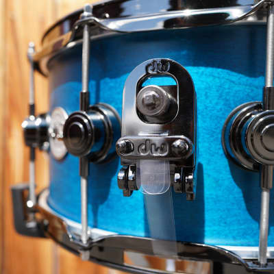 DW USA Collectors Series - Azure Satin Oil  - 6.5 x 14" Pure Maple SSC/VLT Snare Drum w/ Black Nickel Hdw. (2023) image 6