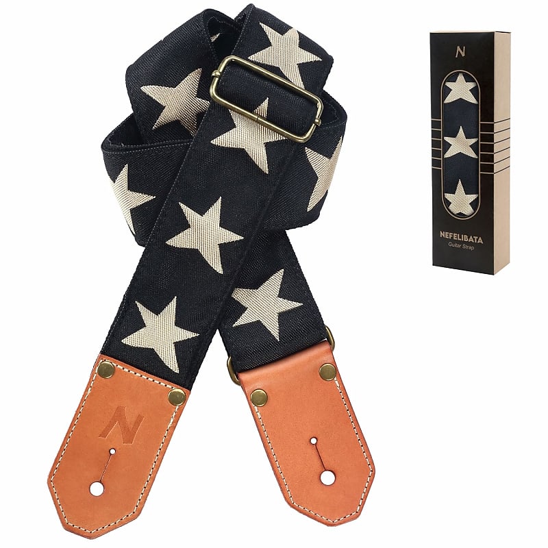  Nefelibata Guitar Strap, Embroidered Cotton Guitar