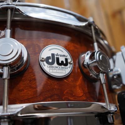 DW Collectors Exotic Natural Sapeli Pommele 5 1/2 x14" Snare Drum (New, Old Stock) image 2