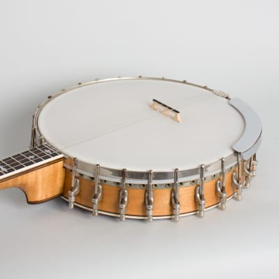 Bacon  Blue Ribbon Style A Tenor Banjo (1922), ser. #7307, black gig bag case. image 7