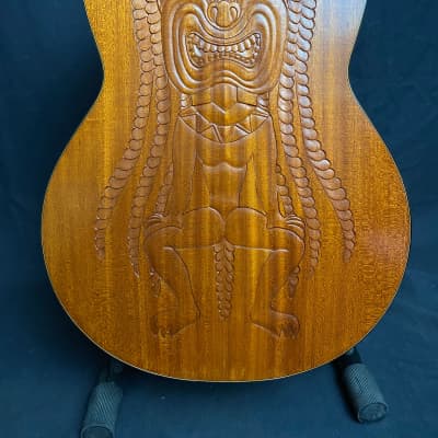 Blueberry Custom Classical Guitar with Tiki Carvings image 4