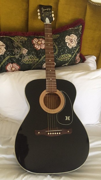 1971 Harmony Sovereign Black rare color H164 acoustic guitar hard case NR