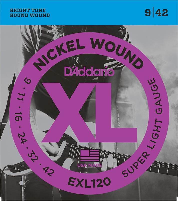 D'Addario EXL120 Nickel Wound Super Light Electric Guitar Strings 9-42 image 1