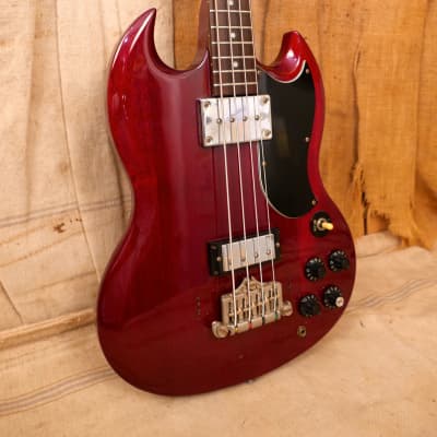 Burny SG Bass EB-3 1990's Cherry Red image 6