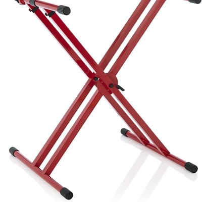 Gator Frameworks Deluxe Two Tier X Frame Keyboard Stand; Bright Red Finish (GFW-KEY-5100XRED) image 2