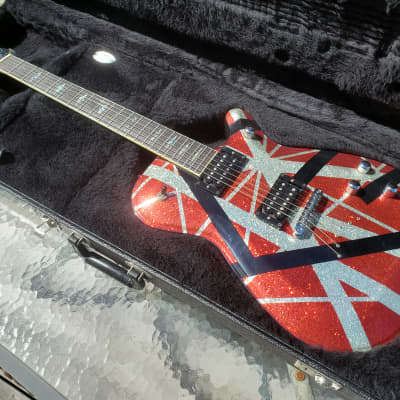 GMP Roxie USA EVH Tribute Van Halen Frankenstein sparkle, Gibson strings image 2