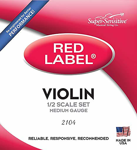 Super-Sensitive  2104 Red Label Orchestra 1/2 Violin Strings, Medium Gauge image 1