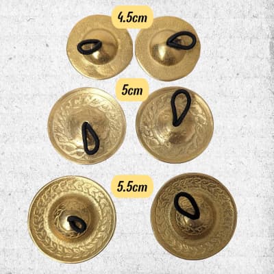 4 Pcs/2 Pairs Professional Belly Dancing Brass Finger Zills, Finger Cymbals Original from Turkey-Medium- 5cm image 6