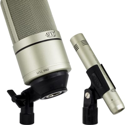 MXL 990/991 Large and Small Diaphragm Condenser Microphone Bundle Project/Home Studio Recording | XLR | Cardiod (Champagne) image 2