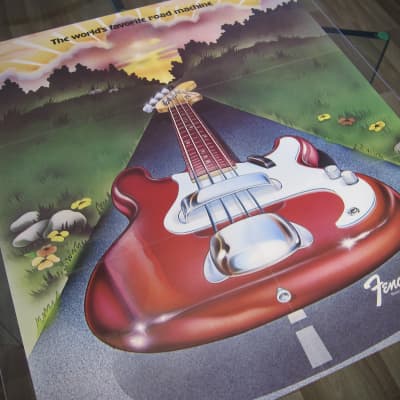 Fender Precision Bass Authentic Vintage Poster "The World's Favorite Road Machine" Circa-1970's-Multi Color image 5