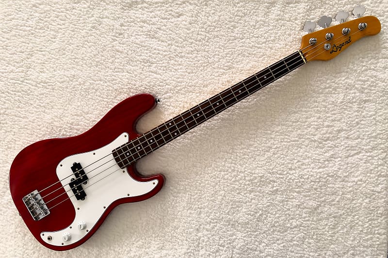 Legend Bass P-Bass Style in Standout Cadmium Scarlett Red! Nice Vintage Legend! image 1