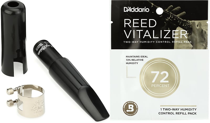Berg Larsen Hard Rubber Baritone Saxophone Mouthpiece - 100/1  Bundle with D'Addario Woodwinds Reed Vitalizer Single Refill Pack - 72% Humidity image 1