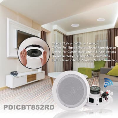 Pyle Home PDICBT852RD Bluetooth Ceiling/Wall Speakers (8 Inch, 250 Watts) image 6
