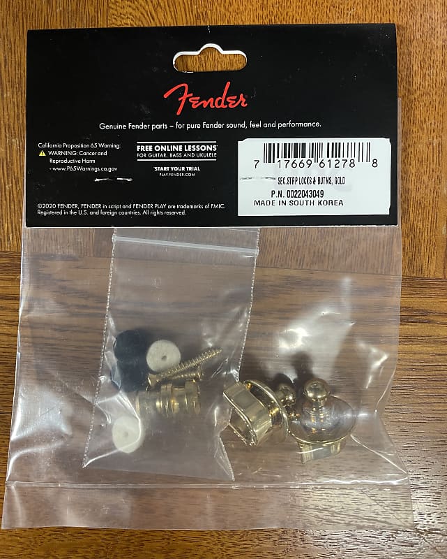 Genuine Fender Security Strap Locks, Gold Reverb