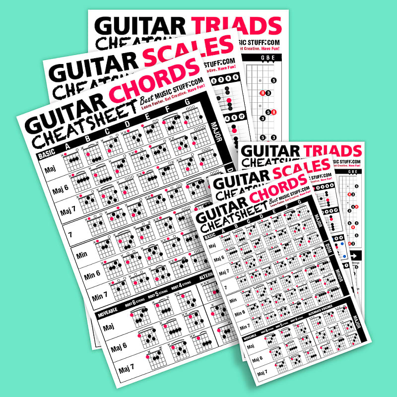 Small + Large Guitar Cheatsheet Bundle (6 pack) | Reverb